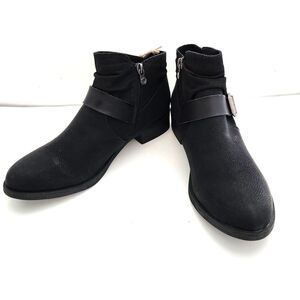 New Blowfish Malibu Vegan Black Side Zip Strappy Ankle Bootie Boots Womens Sz 11